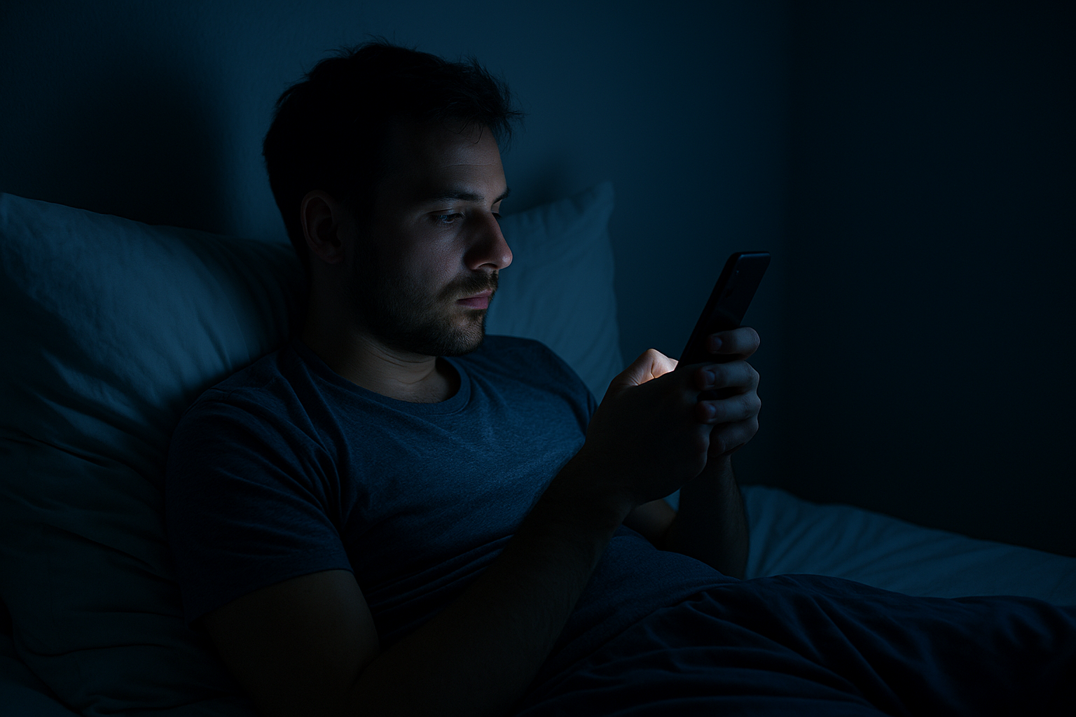 Luz de pantallas y lámparas LED por la noche