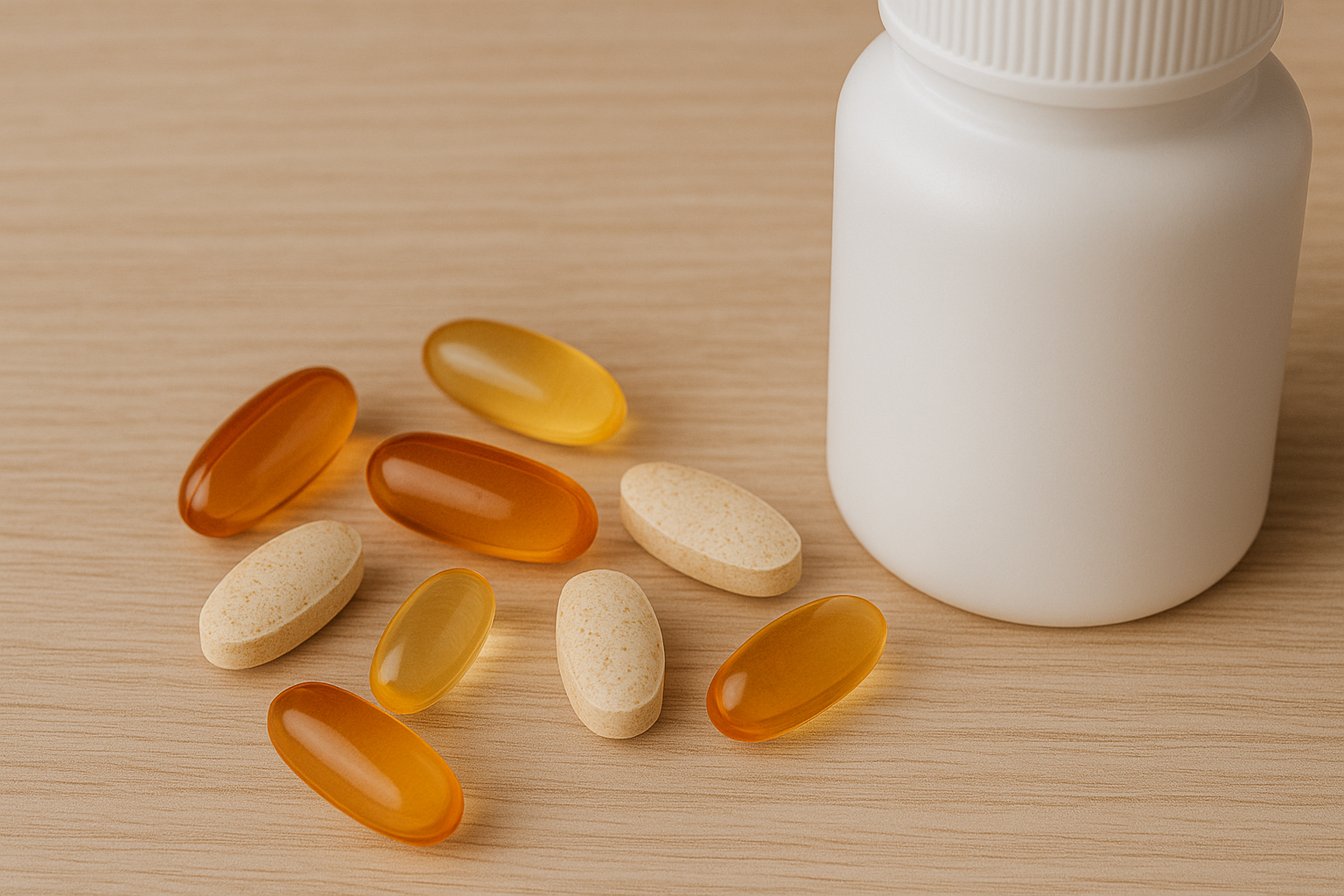Suplementos deportivos variados en formato cápsulas y polvo